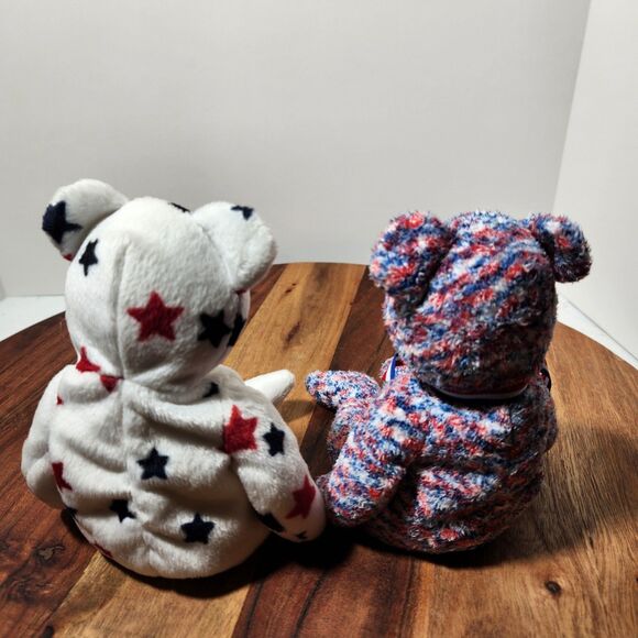 TY Beanie Bears USA Flag Set – Red White Blue – Patriotic Pair - Picture 2 of 5